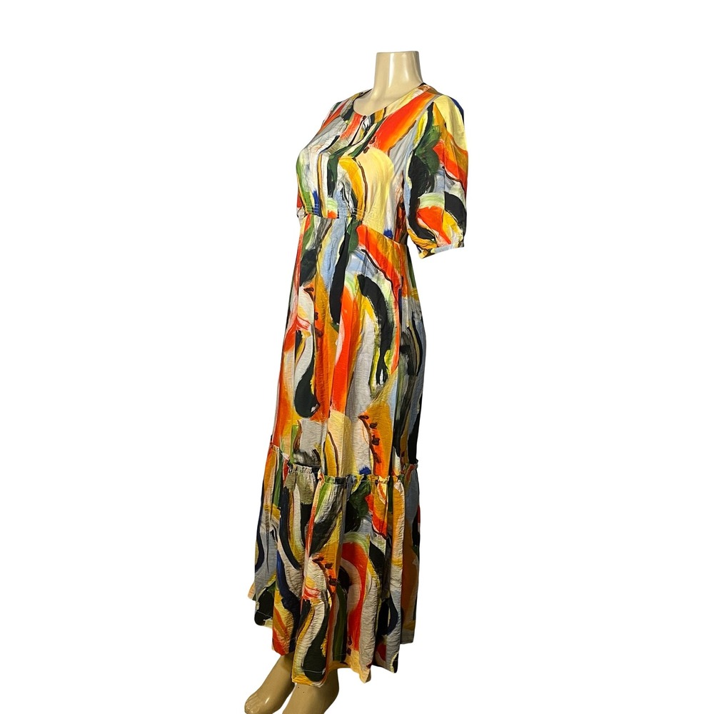 Anthropologie Maeve Suzannah Rainbow Abstract Printed Art Maxi Dress Small